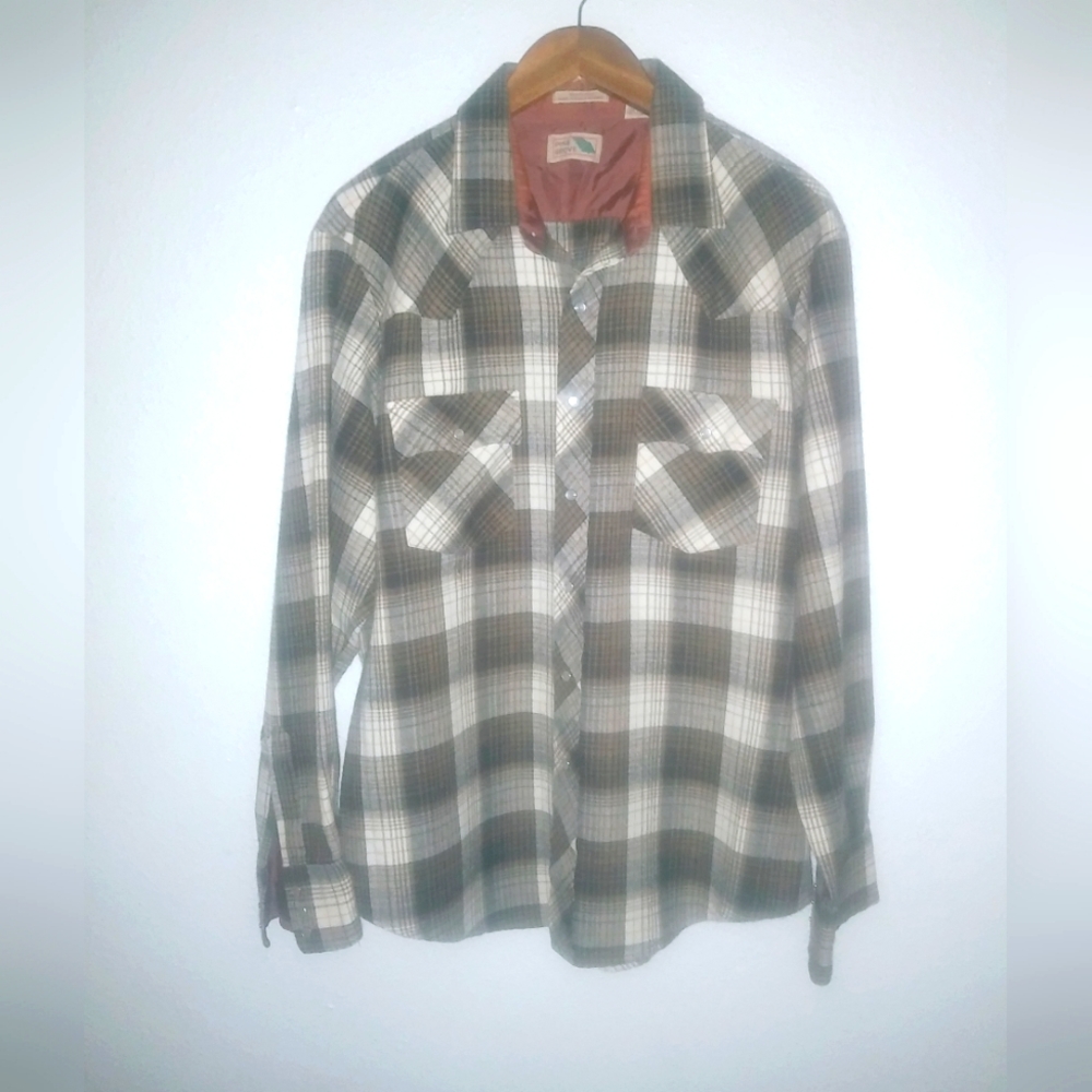 Pine Grove XL Mens Western Plaid Long Sleeved Pearl Snap Cowboy Shirt